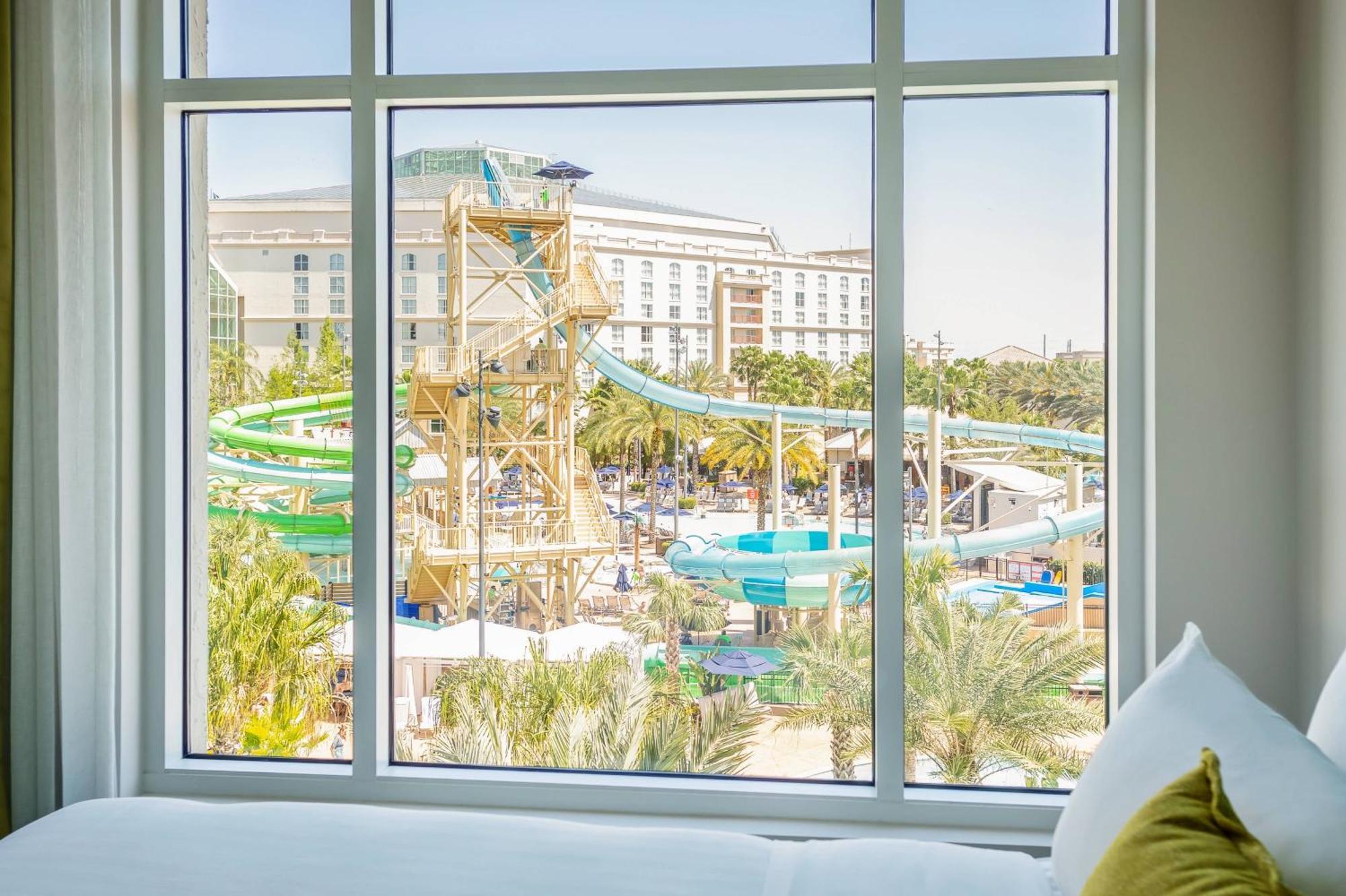 Two Queen Beds Water Park View Gulf Coast Tower or Mobility Accessible Roll Shower